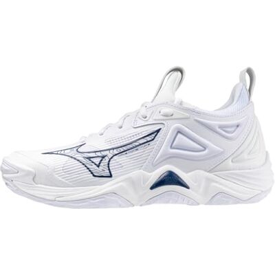Mizuno Wave Momentum 2 volleybalschoenen voor dames en heren, wit/marineblauw, 10,5 US 42 EU Mizuno Wave Momentum 2 volleybalschoenen voor dames en heren, wit/marineblauw, 10,5 US 42 EU