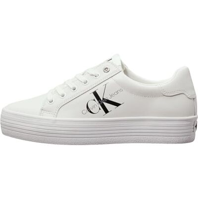 Calvin Klein Vulc Flatform Laceup Low Lth Yw0yw00847 gevulkaniseerde damessneakers, Wit 38 EU Calvin Klein Vulc Flatform Laceup Low Lth Yw0yw00847 gevulkaniseerde damessneakers, Wit 38 EU
