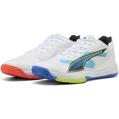 Puma Accelerate Turbo 4 Game On indoor veldschoenen, uniseks, Wit glanzend rood ultra blauw 46 EU Puma Accelerate Turbo 4 Game On indoor veldschoenen, uniseks, Wit glanzend rood ultra blauw 46 EU