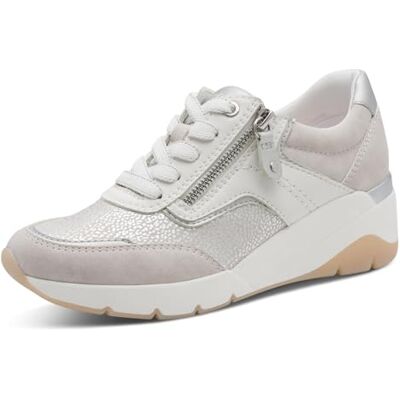 Jana Dames Sneaker Low Vegan 8-23768-46 Sneakers voor dames, Wit/Zilver, 42 EU 42 EU Jana Dames Sneaker Low Vegan 8-23768-46 Sneakers voor dames, Wit/Zilver, 42 EU 42 EU