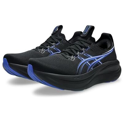 Asics Gel-nimbus 28 herensneakers, zwart, neonblauw 47 EU Asics Gel-nimbus 28 herensneakers, zwart, neonblauw 47 EU
