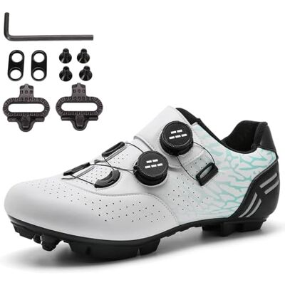 SDEQA MTB herenschoenen compatibel met Shimano SPD 2 bouten ademende pedalen, Wit., 41 EU 41 EU SDEQA MTB herenschoenen compatibel met Shimano SPD 2 bouten ademende pedalen, Wit., 41 EU 41 EU