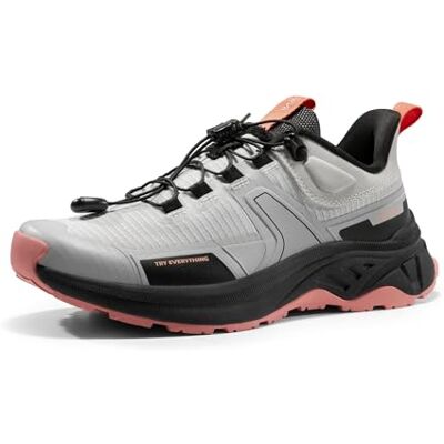 NORTIV 8 Lichte wandelschoenen met veters voor dames, lage taille, wandelschoenen, outdoor sneakers, Grijs/Roze, 40 EU 40 EU NORTIV 8 Lichte wandelschoenen met veters voor dames, lage taille, wandelschoenen, outdoor sneakers, Grijs/Roze, 40 EU 40 EU