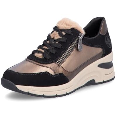 Rieker Seattle sneakers voor dames, brons zwart, 9 UK breed 43 EU Rieker Seattle sneakers voor dames, brons zwart, 9 UK breed 43 EU