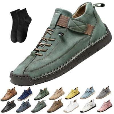 POIOZXD Handgemaakte orthopedische sneakers van leer voor dames, verstelbare en comfortabele ondersteuning van de voetboog, instapmocassins, donkergroen, 42,5 EU breed 42.5 EU large POIOZXD Handgemaakte orthopedische sneakers van leer voor dames, verstelbare en comfortabele ondersteuning van de voetboog, instapmocassins, donkergroen, 42,5 EU breed 42.5 EU large