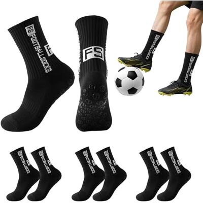 BEKKLPOU 3 paar voetbalsokken, antislip, voor heren, 39-46, ademend, voor voetbal, basketbal, hardlopen, fietsen Eén maat BEKKLPOU 3 paar voetbalsokken, antislip, voor heren, 39-46, ademend, voor voetbal, basketbal, hardlopen, fietsen Eén maat