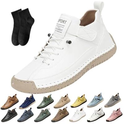 POIOZXD Handgemaakte orthopedische sneakers van leer voor dames, verstelbare en comfortabele ondersteuning van de voetboog, instaploafers, wit a, 42,5 EU breed 42.5 EU large POIOZXD Handgemaakte orthopedische sneakers van leer voor dames, verstelbare en comfortabele ondersteuning van de voetboog, instaploafers, wit a, 42,5 EU breed 42.5 EU large