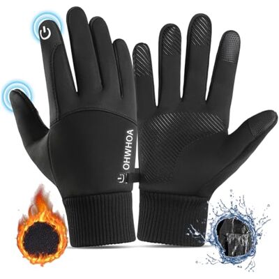 OHWHOA Winterhandschoenen, winddicht, waterdicht, voor dames en heren, warme sporthandschoenen met touchscreen voor motorfiets, fiets, hardlopen, autorijden, skiën, sneeuw, bergbeklimmen, wandelen OHWHOA Winterhandschoenen, winddicht, waterdicht, voor dames en heren, warme sporthandschoenen met touchscreen voor motorfiets, fiets, hardlopen, autorijden, skiën, sneeuw, bergbeklimmen, wandelen