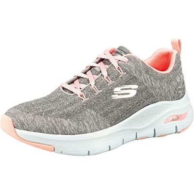 Skechers Dames Arch Fit Sneaker, Grijs gebreide roze trim, 35 EU 36 EU Skechers Dames Arch Fit Sneaker, Grijs gebreide roze trim, 35 EU 36 EU