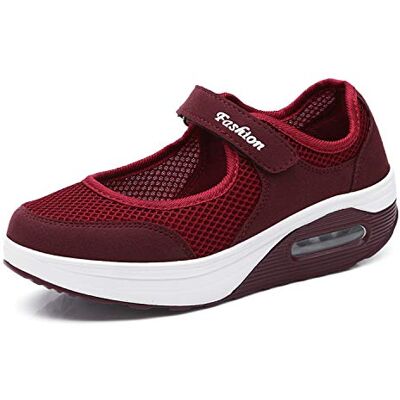 Kimily-UK Ballerina's voor dames, lichte schoenen, mesh, sneakers, modieus, ademend, outdoor loopschoenen, voor wandelen, dames, lente, zomer, mode, comfort, sneakers, fitness, gym, sneakers, wighak, Rood 42 EU Kimily-UK Ballerina's voor dames, lichte schoenen, mesh, sneakers, modieus, ademend, outdoor loopschoenen, voor wandelen, dames, lente, zomer, mode, comfort, sneakers, fitness, gym, sneakers, wighak, Rood 42 EU