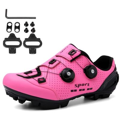 NGARY Fietsschoenen voor dames, ademend, compatibel met SPD 2 schroeven met noppen, outdoor fietsschoenen, C, 41 EU 41 EU NGARY Fietsschoenen voor dames, ademend, compatibel met SPD 2 schroeven met noppen, outdoor fietsschoenen, C, 41 EU 41 EU