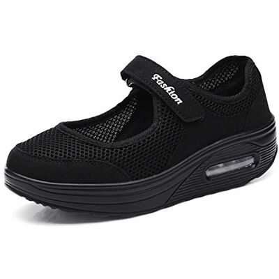 Kimily-UK Ballerina's voor dames, lichte schoenen, mesh, sneakers, modieus, ademend, outdoor loopschoenen, voor wandelen, dames, lente, zomer, mode, comfort, sneakers, fitness, gym, sneakers, wighak, zwart. 41 EU Kimily-UK Ballerina's voor dames, lichte schoenen, mesh, sneakers, modieus, ademend, outdoor loopschoenen, voor wandelen, dames, lente, zomer, mode, comfort, sneakers, fitness, gym, sneakers, wighak, zwart. 41 EU