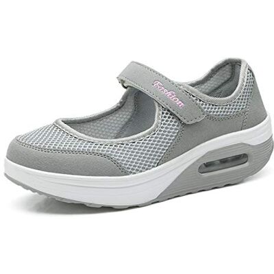 Kimily-UK Ballerina's voor dames, lichte schoenen, mesh, sneakers, modieus, ademend, outdoor loopschoenen, voor wandelen, dames, lente, zomer, mode, comfort, sneakers, fitness, gym, sneakers, wighak, grijs. 38 EU Kimily-UK Ballerina's voor dames, lichte schoenen, mesh, sneakers, modieus, ademend, outdoor loopschoenen, voor wandelen, dames, lente, zomer, mode, comfort, sneakers, fitness, gym, sneakers, wighak, grijs. 38 EU