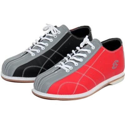 JiuQing Bowlingschoenen voor heren met veters, schuifzool, voor links- en rechtshandigen, bovenmateriaal van leer, licht, voor jongeren, Rood 42 EU JiuQing Bowlingschoenen voor heren met veters, schuifzool, voor links- en rechtshandigen, bovenmateriaal van leer, licht, voor jongeren, Rood 42 EU