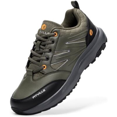 FitVille Extra brede waterdichte wandelschoenen voor heren, lage sneakers, trekking, ademend, antislip, ondersteuning van de voetboog 46.5 EU X-Large FitVille Extra brede waterdichte wandelschoenen voor heren, lage sneakers, trekking, ademend, antislip, ondersteuning van de voetboog 46.5 EU X-Large
