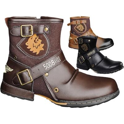 RenDiuJups Motorlaarzen voor heren, leer, ritssluiting, waterdicht, casual stijl, grote maat, Koffie, 40 EU 40 EU RenDiuJups Motorlaarzen voor heren, leer, ritssluiting, waterdicht, casual stijl, grote maat, Koffie, 40 EU 40 EU