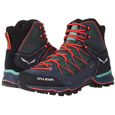 Salewa Dames WS Mountain Trainer Lite Mid Gore-TEX Wandelschoenen, Feld Green/Fluo Coral, 39 EU 39 EU Salewa Dames WS Mountain Trainer Lite Mid Gore-TEX Wandelschoenen, Feld Green/Fluo Coral, 39 EU 39 EU