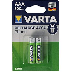 Varta 58398101402 Recharge Accu Phone Accu AAA Micro Ni-Mh Accu, geschikt voor draadloze telefoons, 800mAh 2-Stuks, groen, zilver Varta 58398101402 Recharge Accu Phone Accu AAA Micro Ni-Mh Accu, geschikt voor draadloze telefoons, 800mAh 2-Stuks, groen, zilver