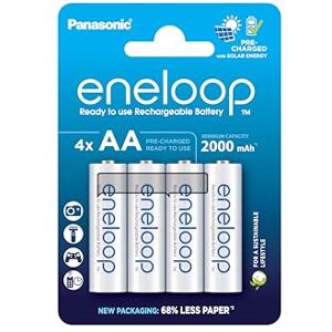 Eneloop Panasonic BK-3MCDE/4BE Ready-to-Use Ni-MH batterijen, AA/Mignon, 4-pack, 2000 mAh, levensduur van 2100 laadcycli, oplaadbare batterijen in plasticvrije verpakking,blauw Eneloop Panasonic BK-3MCDE/4BE Ready-to-Use Ni-MH batterijen, AA/Mignon, 4-pack, 2000 mAh, levensduur van 2100 laadcycli, oplaadbare batterijen in plasticvrije verpakking,blauw