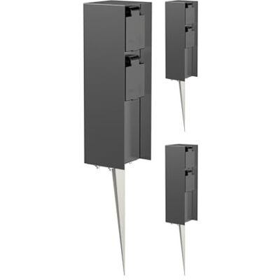 ledscom.de Buitencontactdoos POMI met grondspies, weerbestendig, IP44, 2-voudig, antraciet, hoekig, 23cm, 3st. ledscom.de Buitencontactdoos POMI met grondspies, weerbestendig, IP44, 2-voudig, antraciet, hoekig, 23cm, 3st.