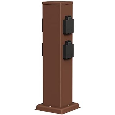 ledscom.de Garten POLLY contactdoos zuil voor buiten, IP44, 4x, roestvrij staal, bruin, vierkant, 40 cm ledscom.de Garten POLLY contactdoos zuil voor buiten, IP44, 4x, roestvrij staal, bruin, vierkant, 40 cm