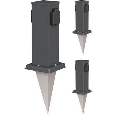 ledscom.de Polly Tuinstekkerzuil met grondpen voor buiten, 3 stuks, IP44, 2-voudig, antraciet, vierkant, 27 cm ledscom.de Polly Tuinstekkerzuil met grondpen voor buiten, 3 stuks, IP44, 2-voudig, antraciet, vierkant, 27 cm