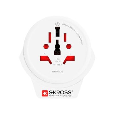 SKROSS World to Europe Compacte USB-adapter, universele reisadapter, voor veilig en eenvoudig opladen in meer dan 90 landen met standaard Schuko-stekker SKROSS World to Europe Compacte USB-adapter, universele reisadapter, voor veilig en eenvoudig opladen in meer dan 90 landen met standaard Schuko-stekker