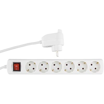 REV PowerSplit 6-voudige stekkerdoos (5+1) met schakelaar om elektriciteit te besparen, 3500 W, 5 m, wit REV PowerSplit 6-voudige stekkerdoos (5+1) met schakelaar om elektriciteit te besparen, 3500 W, 5 m, wit