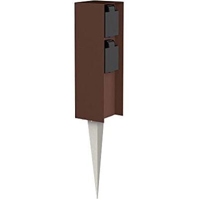 ledscom.de POMI Tuinstekkerzuil met grondpen voor buiten, IP44, 2-voudig, bruin, vierkant, 23 cm ledscom.de POMI Tuinstekkerzuil met grondpen voor buiten, IP44, 2-voudig, bruin, vierkant, 23 cm