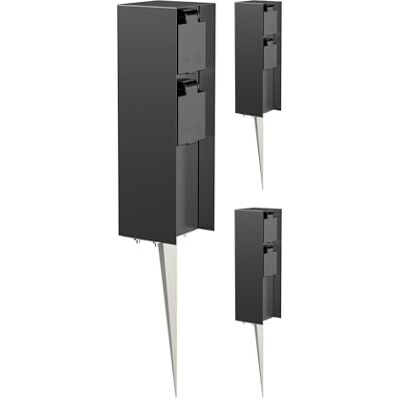 ledscom.de Buitencontactdoos POMI met grondspies, weerbestendig, IP44, 2-voudig, zwart, hoekig, 23cm, 3st. ledscom.de Buitencontactdoos POMI met grondspies, weerbestendig, IP44, 2-voudig, zwart, hoekig, 23cm, 3st.