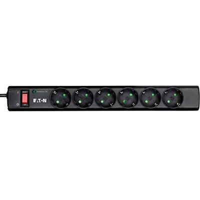 Eaton PS6D Protection Strip 6 DIN stekkerdoos met overspanningsbeveiliging (6 geaarde stopcontacten, schakelbaar) zwart Eaton PS6D Protection Strip 6 DIN stekkerdoos met overspanningsbeveiliging (6 geaarde stopcontacten, schakelbaar) zwart