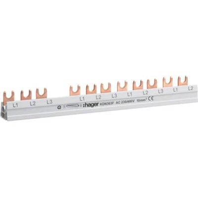 Hager KDN363F Fase 3P+N 63A 10 mm² 12 ingangen geïsoleerde vorkaansluiting grijs Hager KDN363F Fase 3P+N 63A 10 mm² 12 ingangen geïsoleerde vorkaansluiting grijs