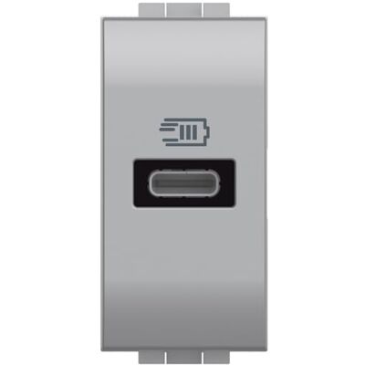 Bticino NT4192C USB-oplader met type C-ingang, voor installatie in de Livinglight-plaat, voor het snel opladen van elektronische apparaten tot 20 W, 1 module, Tech Bticino NT4192C USB-oplader met type C-ingang, voor installatie in de Livinglight-plaat, voor het snel opladen van elektronische apparaten tot 20 W, 1 module, Tech