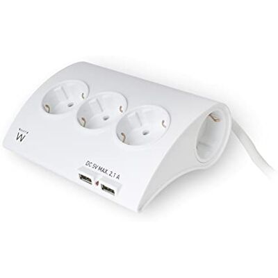 Ewent Ew3935 Stekkerdoos en 2 USB-poorten, Wit Ewent Ew3935 Stekkerdoos en 2 USB-poorten, Wit