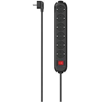 Hama Stekkerdoos, 6-voudig, schakelaar, wandmontage, 2 m (stekkerdoos met schakelaar, 6-voudig, stekkerdoos, met aanraakbeveiliging, verlicht, 90°) zwart Hama Stekkerdoos, 6-voudig, schakelaar, wandmontage, 2 m (stekkerdoos met schakelaar, 6-voudig, stekkerdoos, met aanraakbeveiliging, verlicht, 90°) zwart
