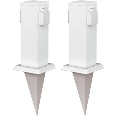 ledscom.de 2 x tuinstekkerzuil "Polly" met anker voor buiten, IP44, 2 stopcontacten, roestvrij staal, vierkant, wit, 27 cm ledscom.de 2 x tuinstekkerzuil "Polly" met anker voor buiten, IP44, 2 stopcontacten, roestvrij staal, vierkant, wit, 27 cm