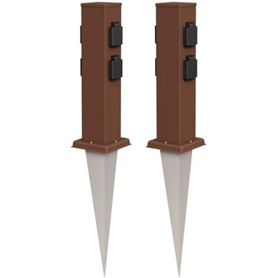 ledscom.de 2 x tuinstekkerzuil "Polly" met anker voor buiten, IP44, 4 stopcontacten, roestvrij staal, vierkant, bruin, 40 cm ledscom.de 2 x tuinstekkerzuil "Polly" met anker voor buiten, IP44, 4 stopcontacten, roestvrij staal, vierkant, bruin, 40 cm
