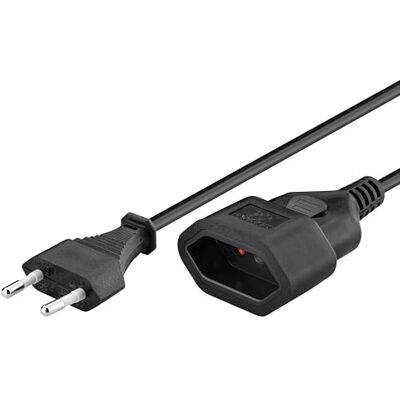 goobay 64616 Europlug verlengkabel, Europlug zwart (type C, CEE 7/16) > EU-stekker / 2 m goobay 64616 Europlug verlengkabel, Europlug zwart (type C, CEE 7/16) > EU-stekker / 2 m