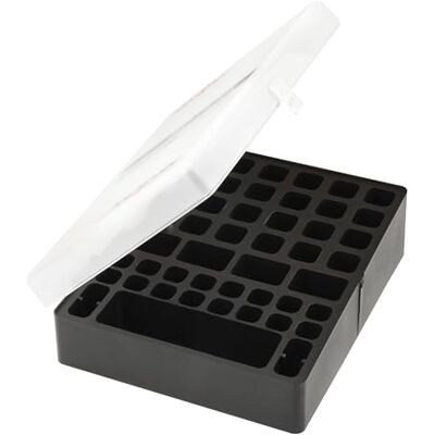 Ansmann Opbergdoos voor AAA Micro, AA Mignon, 9 V alkaline batterijen en batterijpakketten, transportbox voor 48 batterijen, opbergdoos voor batterijen, zwart Ansmann Opbergdoos voor AAA Micro, AA Mignon, 9 V alkaline batterijen en batterijpakketten, transportbox voor 48 batterijen, opbergdoos voor batterijen, zwart