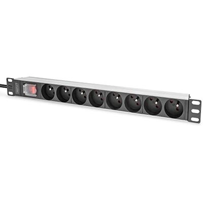 Digitus Stekkerdoos 19 inch – 8 stopcontacten – 1UH – Franse versie – 250 VAC – 50/60 Hz – 16 A – 4000 W – met schakelaar – voor 19 inch netwerkkasten en serverkasten Digitus Stekkerdoos 19 inch – 8 stopcontacten – 1UH – Franse versie – 250 VAC – 50/60 Hz – 16 A – 4000 W – met schakelaar – voor 19 inch netwerkkasten en serverkasten