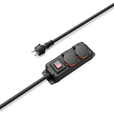 Hama Stekkerdoos met 2 stopcontacten (buitenstopcontact, 2 stopcontacten met aan/uit-schakelaar, 2 m kabel, afsluitdeksel ter voorkoming van water en stof) zwart Hama Stekkerdoos met 2 stopcontacten (buitenstopcontact, 2 stopcontacten met aan/uit-schakelaar, 2 m kabel, afsluitdeksel ter voorkoming van water en stof) zwart