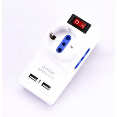 V-TAC SKU 8830 Stopcontactadapter 3-voudig / Schuko-stopcontact met Duitsland en stopcontacten, Italiaanse standaard bipas met 2 USB-stopcontacten en verlichte schakelaar V-TAC SKU 8830 Stopcontactadapter 3-voudig / Schuko-stopcontact met Duitsland en stopcontacten, Italiaanse standaard bipas met 2 USB-stopcontacten en verlichte schakelaar