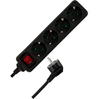 REV 0512278555 Stekkerdoos, 4-voudig, 1,4 m, 3500 W, zwart REV 0512278555 Stekkerdoos, 4-voudig, 1,4 m, 3500 W, zwart