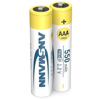 Ansmann 2 stuks AAA micro 550 mAh 1,2 V NiMH batterijen voor zonnelamp oplaadbare batterijen met lage zelfontlading, maxE zonne-batterijen, ideaal voor verlichting op zonne-energie in de tuin, oplaadbare batterij Ansmann 2 stuks AAA micro 550 mAh 1,2 V NiMH batterijen voor zonnelamp oplaadbare batterijen met lage zelfontlading, maxE zonne-batterijen, ideaal voor verlichting op zonne-energie in de tuin, oplaadbare batterij