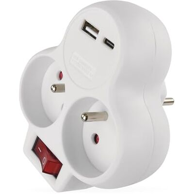 EMOS Stekkerdoos met 2 USB-poorten en schakelaar, Franse standaard EMOS Stekkerdoos met 2 USB-poorten en schakelaar, Franse standaard