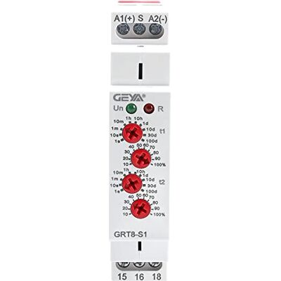GEYA Asymmetrische cyclustijdrelais 1SPDT 16A AC/DC 12V-240V Din-rail cyclus herhaling timer relais (GRT8-S1, AC/DC12V-240V) GEYA Asymmetrische cyclustijdrelais 1SPDT 16A AC/DC 12V-240V Din-rail cyclus herhaling timer relais (GRT8-S1, AC/DC12V-240V)