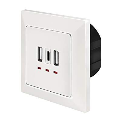 LogiLink (LOGLK) PA0254 Inbouwstopcontact met 2 USB-A poorten en 1 USB-C poort voor het gelijktijdig opladen van maximaal 3 apparaten wit LogiLink (LOGLK) PA0254 Inbouwstopcontact met 2 USB-A poorten en 1 USB-C poort voor het gelijktijdig opladen van maximaal 3 apparaten wit