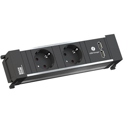 Bachmann Schuko stekkerdoos van aluminium met dubbele USB-oplader Bachmann Schuko stekkerdoos van aluminium met dubbele USB-oplader