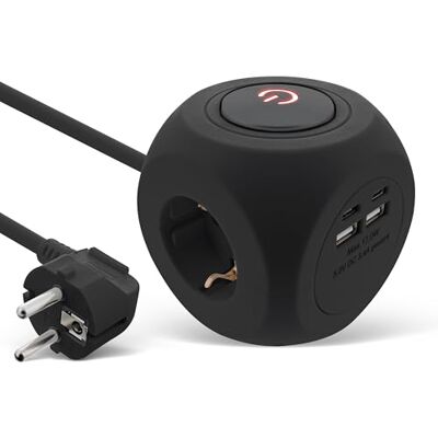 InLine 16499B 7-in-1 stekkerdoos met USB, 3 geaarde contacten, 2 USB-C-poorten, 2 USB-A-poorten, met schakelaar, 2 m kabel, stekkerdoos, tafelstopcontact, 3680 W, zwart InLine 16499B 7-in-1 stekkerdoos met USB, 3 geaarde contacten, 2 USB-C-poorten, 2 USB-A-poorten, met schakelaar, 2 m kabel, stekkerdoos, tafelstopcontact, 3680 W, zwart