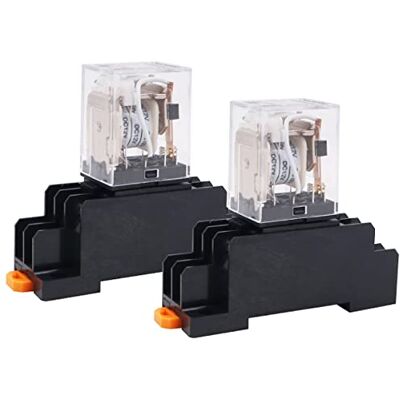 WANGCL 2 stuks Mini DC12V elektromagnetisch relais DPDT 8-polig 2NO+2NC met sokkelbasis en led-indicator WANGCL 2 stuks Mini DC12V elektromagnetisch relais DPDT 8-polig 2NO+2NC met sokkelbasis en led-indicator